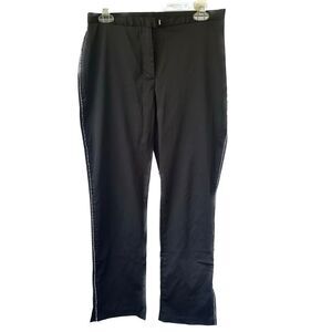 Express Women's Rhinestone Trim Tuxedo Satin Like Stretch Back Pocket Pants